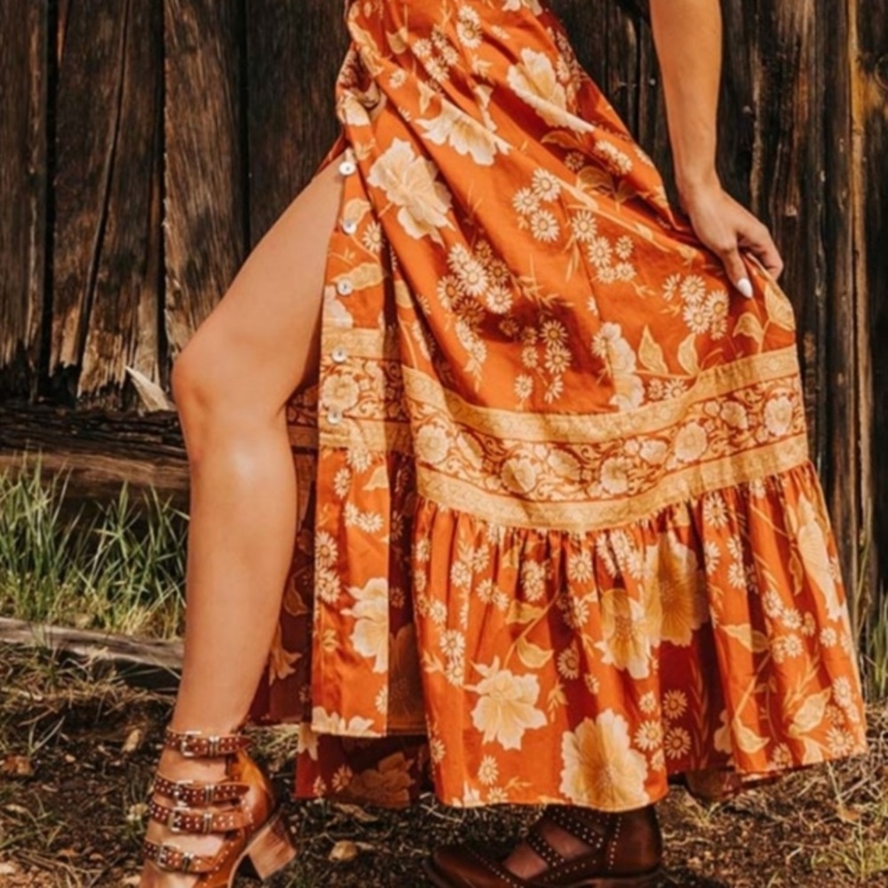 SPELL Sloan Maxi Skirt in Ochre - Picture 6 of 12